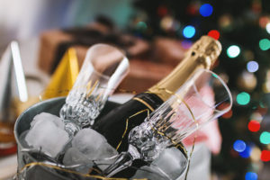 Champagne bucket and glasses